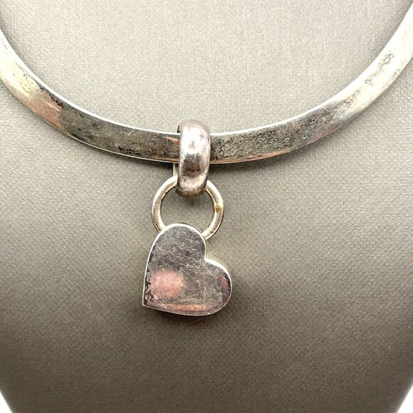 Silpada Sterling Silver 925 Choker Collar Torque Heart Pendant Necklace - Picture 2 of 11